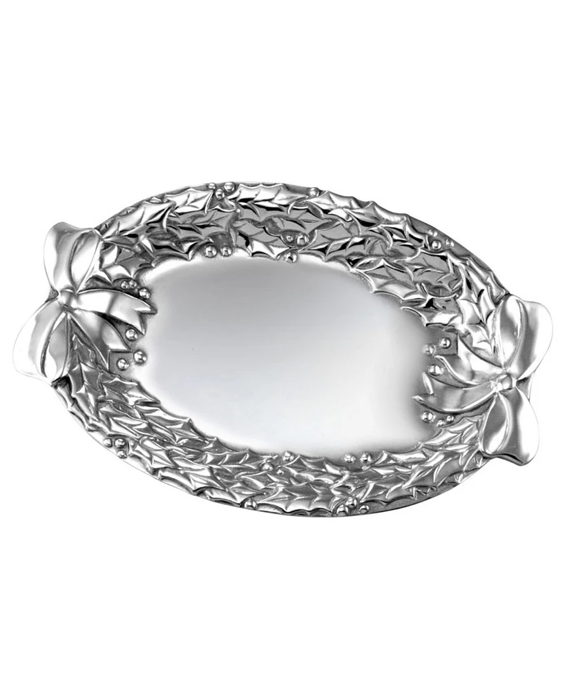 Wilton Armetale Holly Berries Oval Tray