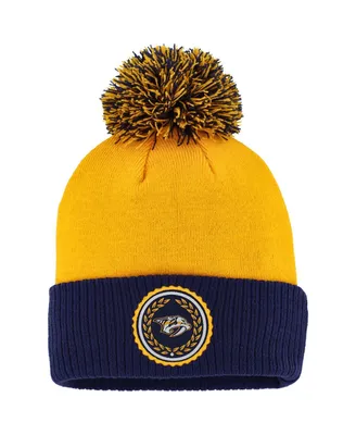 Women's adidas Gold Nashville Predators Laurel Cuffed Knit Hat with Pom