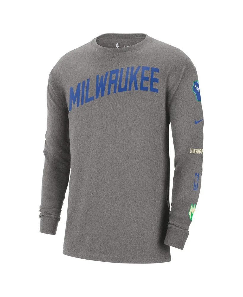 Men's Nike Charcoal Milwaukee Bucks 2023/24 City Edition Max90 Expressive Long Sleeve T-shirt