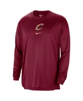 Men's Nike Wine Distressed Cleveland Cavaliers 2023/24 City Edition Authentic Pregame Performance Long Sleeve Shooting T-shirt