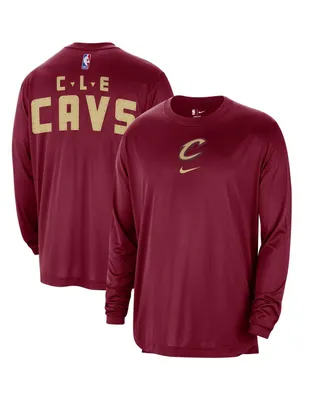 Men's Nike Wine Distressed Cleveland Cavaliers 2023/24 City Edition Authentic Pregame Performance Long Sleeve Shooting T-shirt