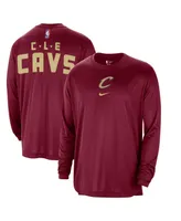 Men's Nike Wine Distressed Cleveland Cavaliers 2023/24 City Edition Authentic Pregame Performance Long Sleeve Shooting T-shirt