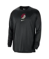 Men's Nike Black Distressed Portland Trail Blazers 2023/24 City Edition Authentic Pregame Performance Long Sleeve Shooting T-shirt