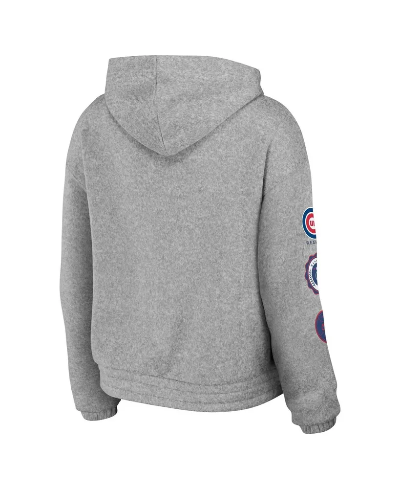 Women's Wear by Erin Andrews Gray Chicago Cubs Full-Zip Hoodie