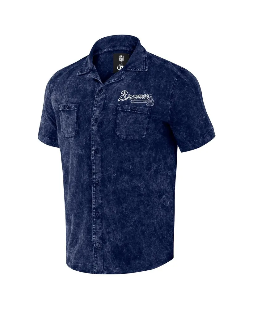 Men's Darius Rucker Collection by Fanatics Navy Atlanta Braves Denim Team Color Button-Up Shirt