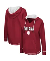 Women's Colosseum Crimson Indiana Hoosiers Tunic V-Neck Pullover Hoodie