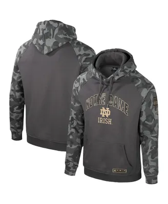 Men's Colosseum Charcoal Notre Dame Fighting Irish Oht Military-Inspired Appreciation Camo Raglan Pullover Hoodie