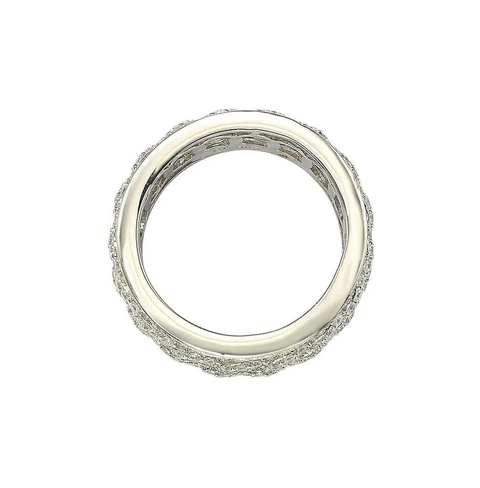 Suzy Levian Sterling Silver Cubic Zirconia Link Eternity Band Ring