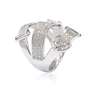 Suzy Levian New York Sterling Silver Cubic Zirconia Triple Buckle Ring