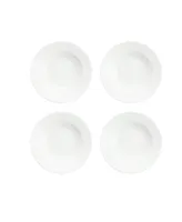 Fortessa Amanda White Embossed Rim Soup Plates, Set of 4