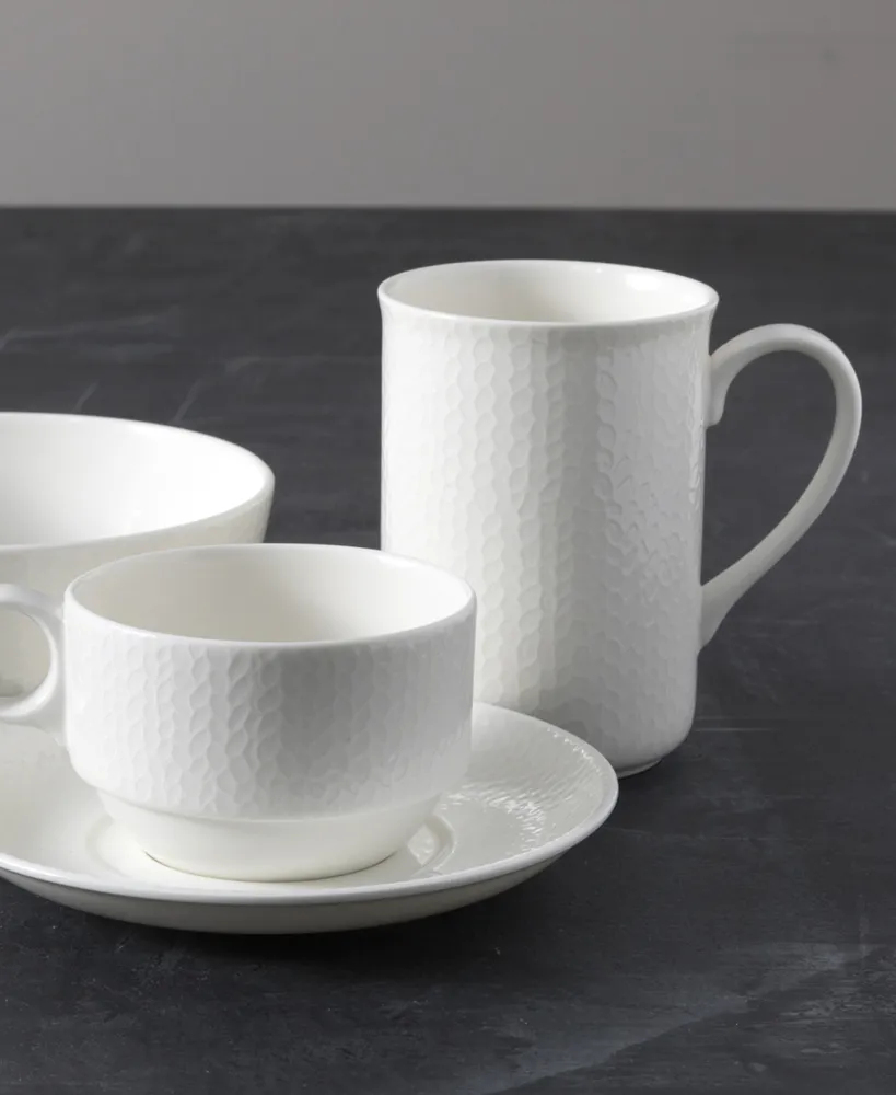 Fortessa Amanda White Embossed Mug 12oz, Set/4