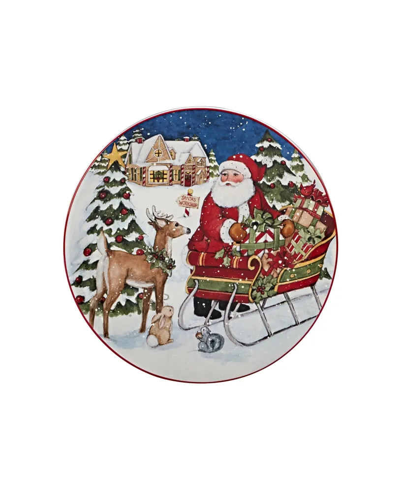 Santa's Workshop 4 Piece Dessert Plate set