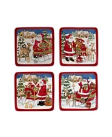 Santa's Workshop 4 Piece Canape Plate Set