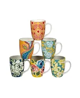 Damask Floral Set of 6 Mugs