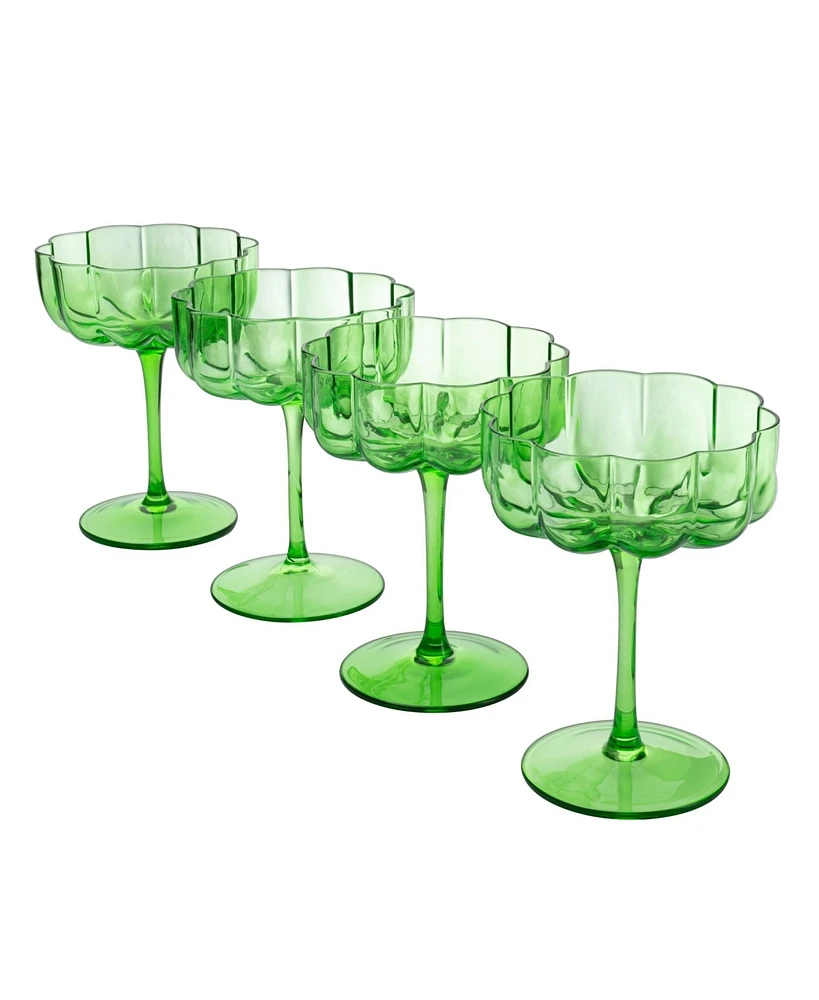 The Wine Savant Martini and Champagne Flower Vintage Glass Coupes, Set of 4