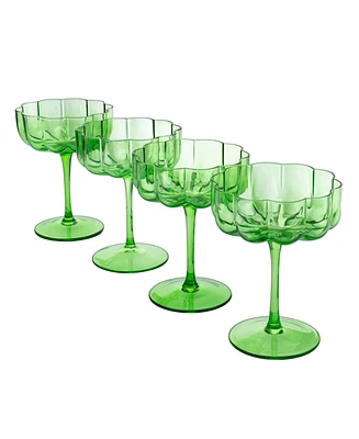 The Wine Savant Martini and Champagne Flower Vintage Glass Coupes, Set of 4