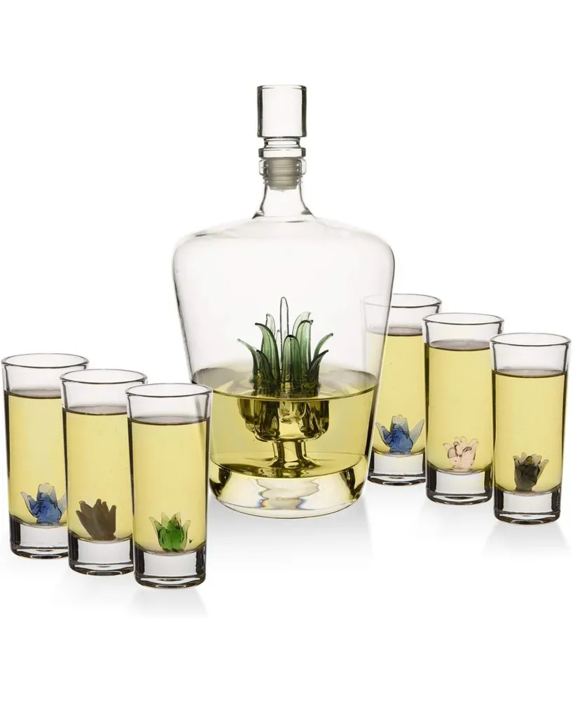 The Wine Savant Tequila Decanter & Shot Glasses, 7 Piece Set