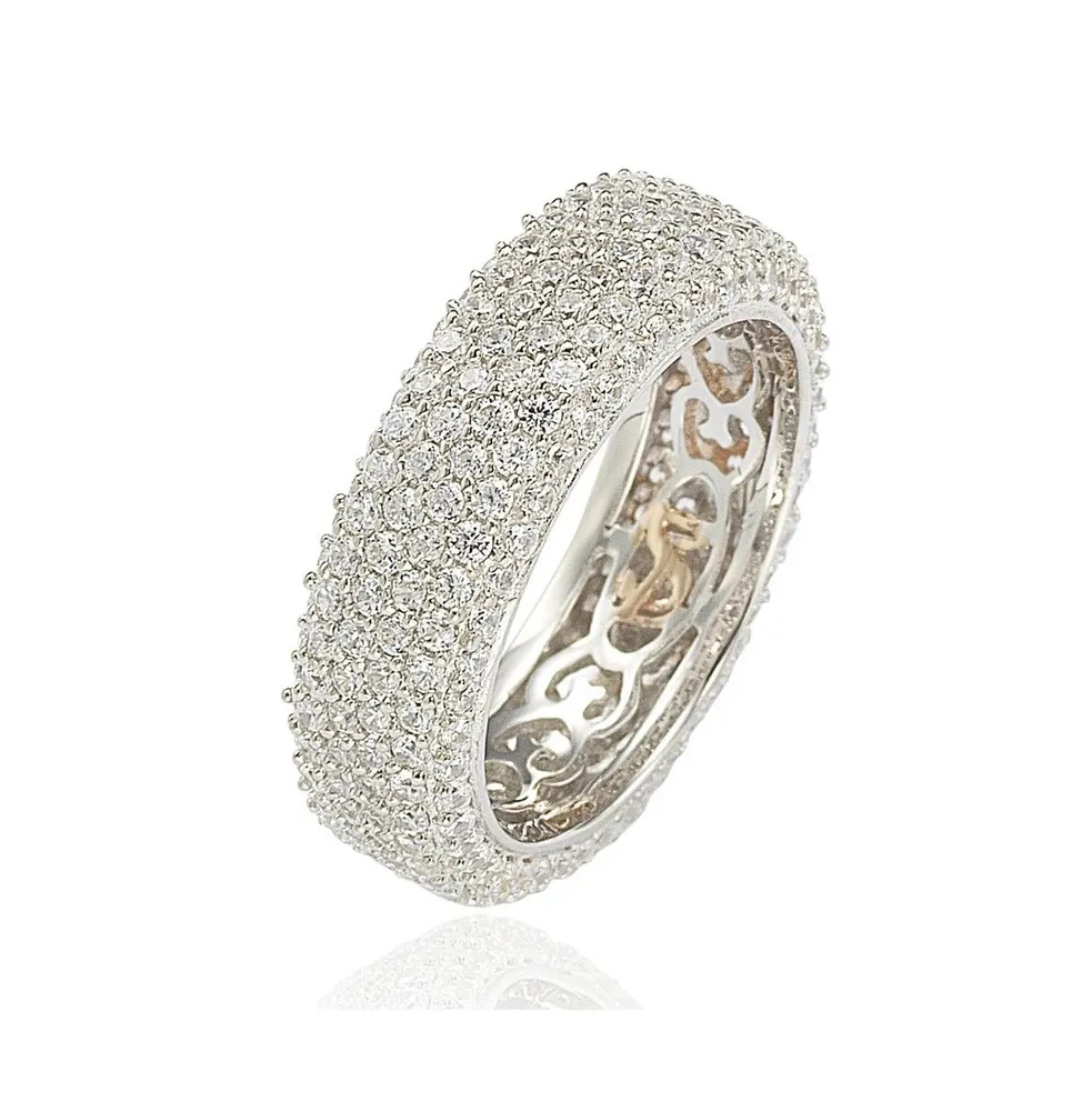 Suzy Levian Cubic Zirconia Sterling Silver Eternity Pave Ring