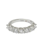 Suzy Levian Sterling Silver White Cubic Zirconia Half Eternity Band Ring