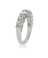 Suzy Levian Sterling Silver White Cubic Zirconia Half Eternity Band Ring