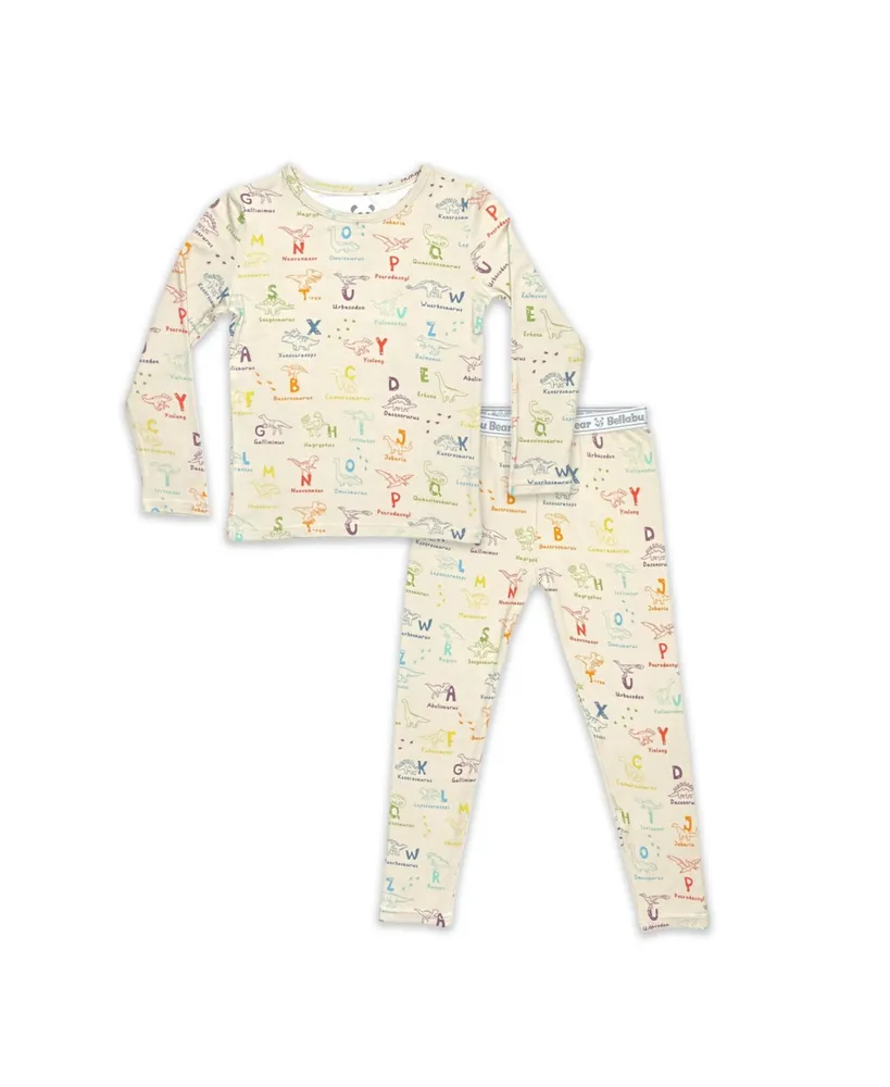 Bellabu Bear Toddler| Child Unisex Dino Abc's Set of 2 Piece Pajamas