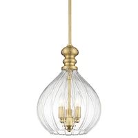 Houten Soft Gold Metal Mini Cluster Pendant Chandelier 11 1/2" Wide Modern Clear Glass Shade 3