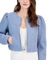 Avec Les Filles Women's Quilted Puff-Shoulder Zip-Front Jacket