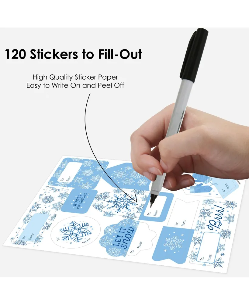 Blue Snowflakes - Assorted To and From Stickers - 12 Sheets - 120 Stickers