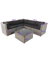 Simplie Fun 6 Pieces Pe Rattan Sectional Outdoor Furniture Cushioned Sofa Set With 3 Storage Under Seat