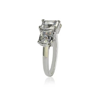 Suzy Levian New York Sterling Silver White Cubic Zirconia 3-Stone Center Stone Ring