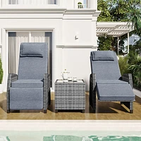 U_Style Outdoor Rattan Two-person Combination Chair With Coffee Table, Adjustable, Suitable For Courtyard, Swimming Pool