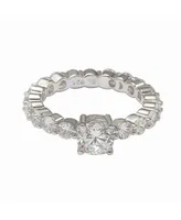 Suzy Levian New York Sterling Silver Round Cut Cubic Zirconia Bridal Eternity Band Ring