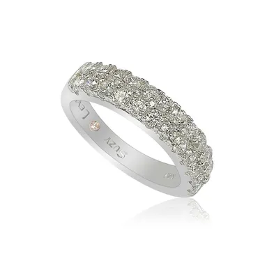 Suzy Levian White Cubic Zirconia Sterling Silver Pave Half Eternity Ring