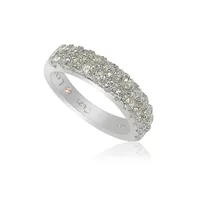 Suzy Levian New York White Cubic Zirconia Sterling Silver Pave Half Eternity Ring