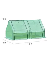 Aoodor Outdoor 6' x 3 ' x 3' Portable House-Shaped Mini Greenhouse with Pe Cover Green