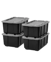 Iris 27Gal/108Qt 4 Pack Large Heavy-Duty Storage Plastic Bin Tote Container with Durable Lid, Black/Gray