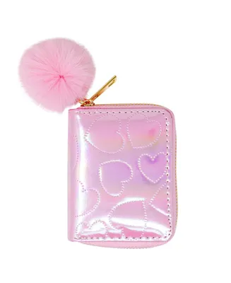 Kid's Shiny Dotted Heart Wallet
