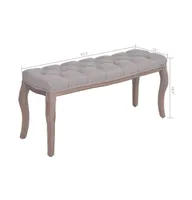 Bench Fabric Solid Wood 43.3"x15"x18.9" Light Gray