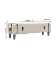 Storage Bench 43.7" Cream Solid Wood Fir&Fabric