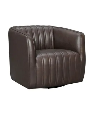 Aries 31" Genuine Leather Swivel Barrel Chair