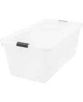 Iris Usa 91 Quart / 22.75 Gal. Stackable Plastic Storage Bins with Lids and Latch Buckles, Clear, Large Containers for Home and Office Ultra Organizat