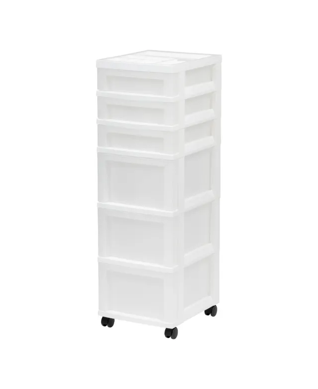 Iris Usa 6-Drawer Storage Cart with Organizer Top, White/Pearl