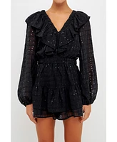 Women's Sequins Ruffle Romper