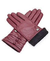Women's Triple Beaded Touchscreen Sheepskin Gloves