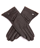 Women's Bow Design Waterproof Leather Gloves