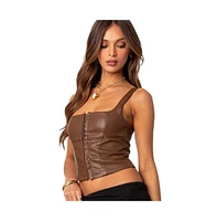 Women's Simone faux leather corset top