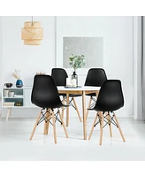 4 Pieces Modern Armless Dining Chair Set with Wood Legs