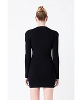 Women's Power Shoulder Mini Knit Dress