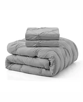 Unikome 3 Piece Pinch Pleated Down Alternative Comforter Set