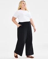 Style & Co Plus Size Gauze Wide-Leg Pull-On Pants, Created for Macy's